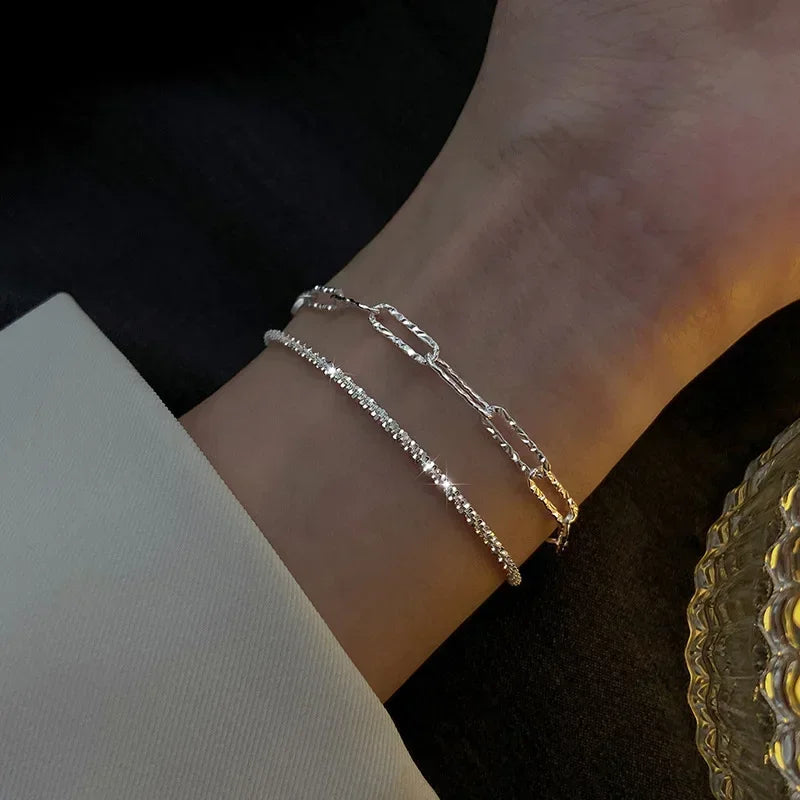 Pulseira Cintilante Ajustável para Mulheres – Prata, Joias Finas e Elegantes